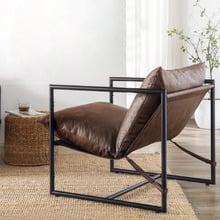 Eithan Faux Leather Sling Accent Chair